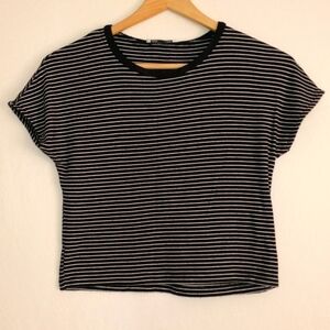ZARA Striped Soft Crop T Shirt Size Small